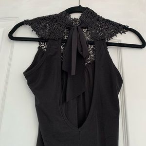 Black Lace Mock Neck Dress